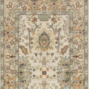 HomeRoots 2' Elegant Oriental Power Loom Runner Rug - Stain Resistant, Multi-Color, Fringed, Durable Design Ivory/ Multi 2'6" x 12' 510615
