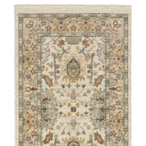 HomeRoots 2' Elegant Oriental Power Loom Runner Rug - Stain Resistant, Multi-Color, Fringed, Durable Design Ivory/ Multi 2'6" x 12' 510615