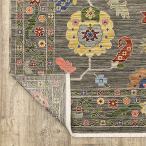HomeRoots 2' Elegant Stain-Resistant Oriental Runner Rug with Fringe in Vibrant Multi-Color Bohemian Design Grey/ Multi 2'6" x 12' 510616