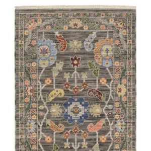 HomeRoots 2' Elegant Stain-Resistant Oriental Runner Rug with Fringe in Vibrant Multi-Color Bohemian Design Grey/ Multi 2'6" x 12' 510616