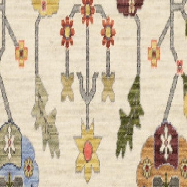HomeRoots 2' Elegant Stain-Resistant Oriental Runner Rug with Fringe in Vibrant Multi-Color Bohemian Design Ivory/ Multi 2'6" x 12' 510617