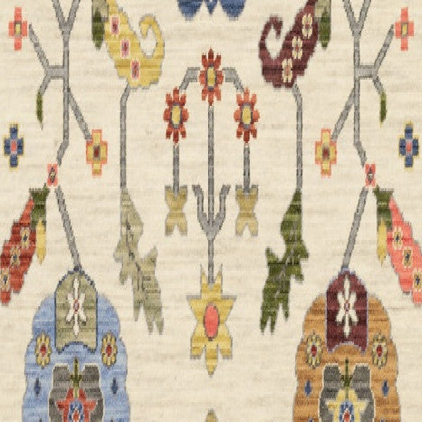 HomeRoots 2' Elegant Stain-Resistant Oriental Runner Rug with Fringe in Vibrant Multi-Color Bohemian Design Ivory/ Multi 2'6" x 12' 510617