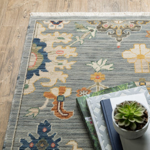 HomeRoots 2' Elegant Oriental Runner Rug with Vibrant Colors, Stain Resistance, and Classic Fringe Tassels Grey/ Multi 2'6" x 12' 510618