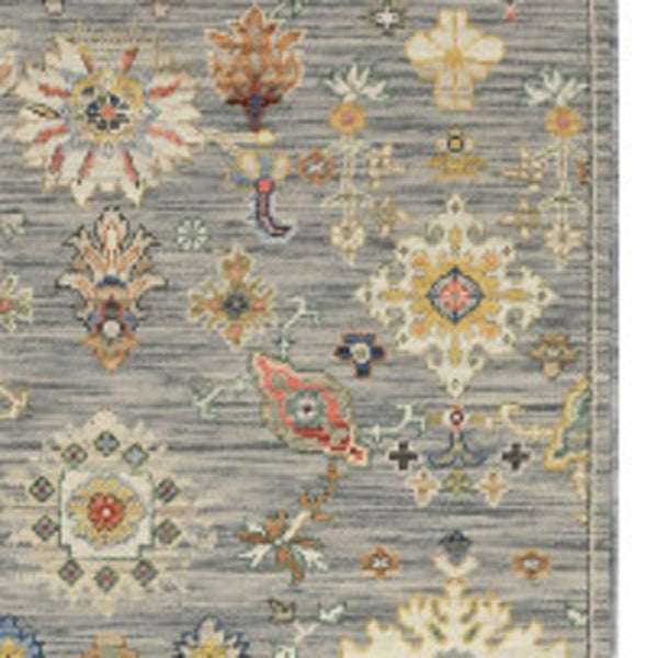HomeRoots 2' Elegant Oriental Runner Rug with Vibrant Colors, Stain Resistance, and Classic Fringe Tassels Grey/ Multi 2'6" x 12' 510618