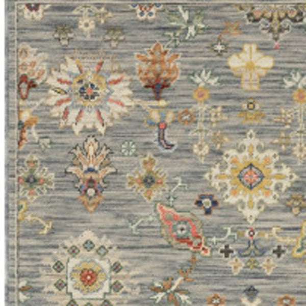 HomeRoots 2' Elegant Oriental Runner Rug with Vibrant Colors, Stain Resistance, and Classic Fringe Tassels Grey/ Multi 2'6" x 12' 510618