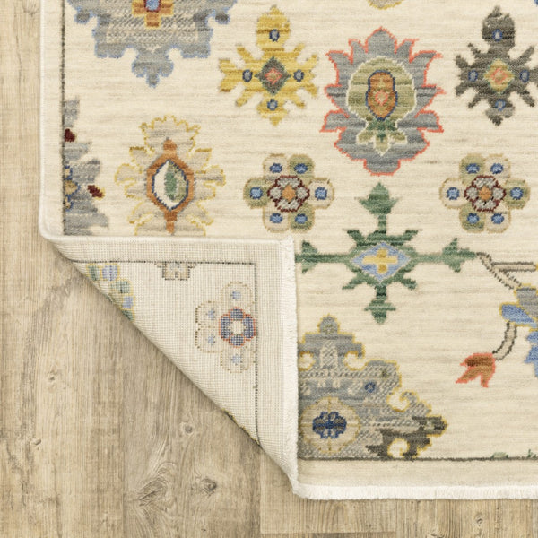 HomeRoots 2' Elegant Oriental Runner Rug with Vibrant Colors, Stain Resistance, and Classic Fringe Tassels Ivory/ Multi 2'6" x 12' 510619