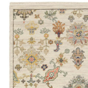 HomeRoots 2' Elegant Oriental Runner Rug with Vibrant Colors, Stain Resistance, and Classic Fringe Tassels Ivory/ Multi 2'6" x 12' 510619