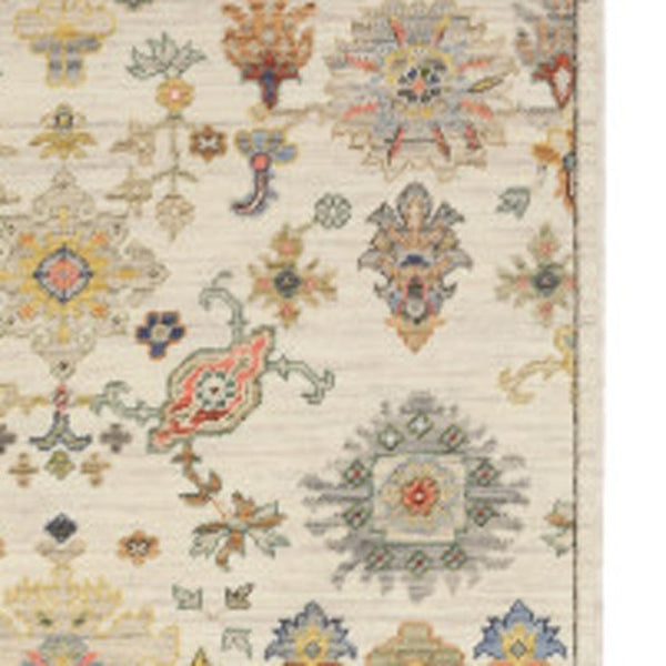 HomeRoots 2' Elegant Oriental Runner Rug with Vibrant Colors, Stain Resistance, and Classic Fringe Tassels Ivory/ Multi 2'6" x 12' 510619