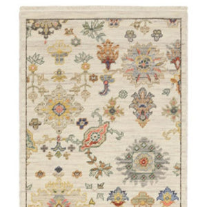 HomeRoots 2' Elegant Oriental Runner Rug with Vibrant Colors, Stain Resistance, and Classic Fringe Tassels Ivory/ Multi 2'6" x 12' 510619