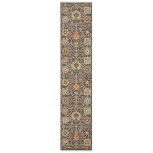 HomeRoots 2' Vibrant Oriental Power Loom Runner Rug with Classic Fringed Tassels - Stain Resistant for High Traffic Areas Grey/ Multi 2'6" x 12' 510620