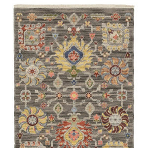 HomeRoots 2' Vibrant Oriental Power Loom Runner Rug with Classic Fringed Tassels - Stain Resistant for High Traffic Areas Grey/ Multi 2'6" x 12' 510620
