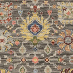 HomeRoots 2' Vibrant Oriental Power Loom Runner Rug with Classic Fringed Tassels - Stain Resistant for High Traffic Areas Grey/ Multi 2'6" x 12' 510620