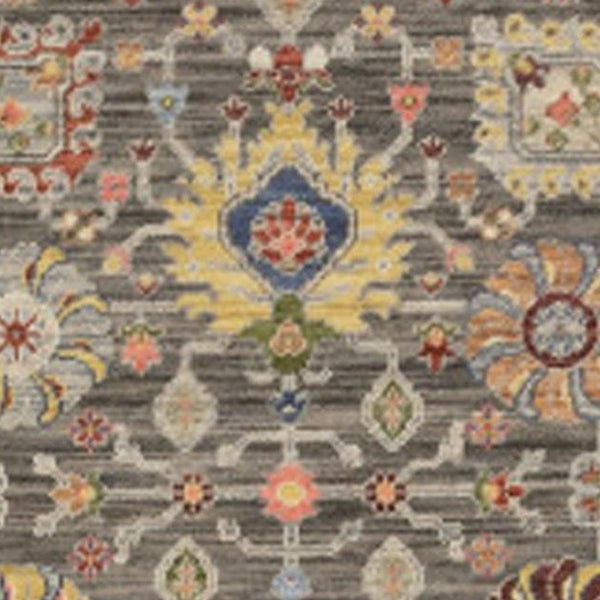 HomeRoots 2' Vibrant Oriental Power Loom Runner Rug with Classic Fringed Tassels - Stain Resistant for High Traffic Areas Grey/ Multi 2'6" x 12' 510620