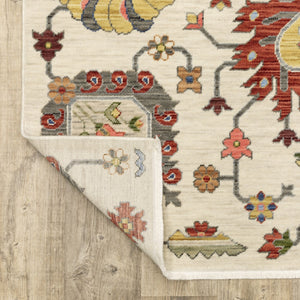 HomeRoots 2' Vibrant Oriental Power Loom Runner Rug with Classic Fringed Tassels - Stain Resistant for High Traffic Areas Ivory/ Multi 2'6" x 12' 510621