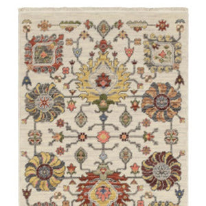 HomeRoots 2' Vibrant Oriental Power Loom Runner Rug with Classic Fringed Tassels - Stain Resistant for High Traffic Areas Ivory/ Multi 2'6" x 12' 510621