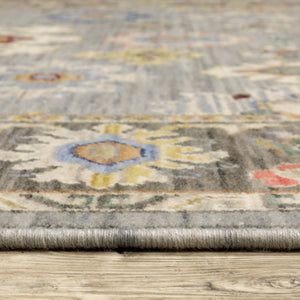 HomeRoots 6' Elegant Oriental Runner Rug in Blue, Ivory, and Red with Fringed Tassels for Hallways Blue/ Multi 2'6" x 12' 510622