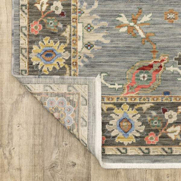 HomeRoots 6' Elegant Oriental Runner Rug in Blue, Ivory, and Red with Fringed Tassels for Hallways Blue/ Multi 2'6" x 12' 510622