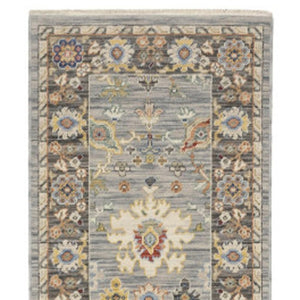 HomeRoots 6' Elegant Oriental Runner Rug in Blue, Ivory, and Red with Fringed Tassels for Hallways Blue/ Multi 2'6" x 12' 510622