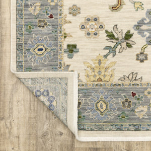 HomeRoots 6' Elegant Oriental Runner Rug in Blue, Ivory, and Red with Fringed Tassels for Hallways Ivory/ Blue 2'6" x 12' 510623