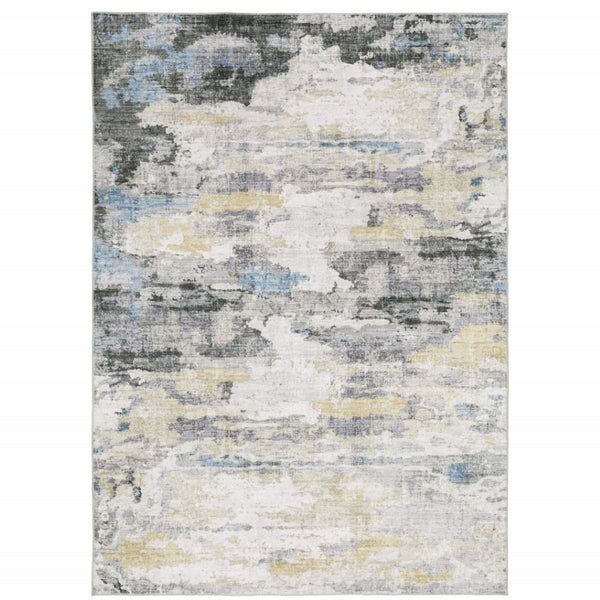 HomeRoots 4' Gray and Ivory Abstract Area Rug - Stain Resistant, Non-Skid, Modern Design for Every Home 4' X 6' 510627