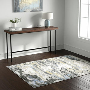 HomeRoots 4' Gray and Ivory Abstract Area Rug - Stain Resistant, Non-Skid, Modern Design for Every Home 4' X 6' 510627