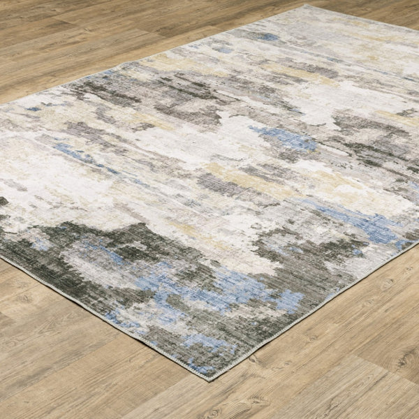 HomeRoots 4' Gray and Ivory Abstract Area Rug - Stain Resistant, Non-Skid, Modern Design for Every Home 4' X 6' 510627