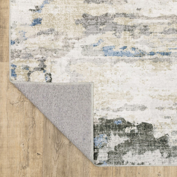 HomeRoots 4' Gray and Ivory Abstract Area Rug - Stain Resistant, Non-Skid, Modern Design for Every Home 4' X 6' 510627