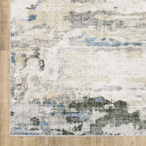 HomeRoots 4' Gray and Ivory Abstract Area Rug - Stain Resistant, Non-Skid, Modern Design for Every Home 4' X 6' 510627