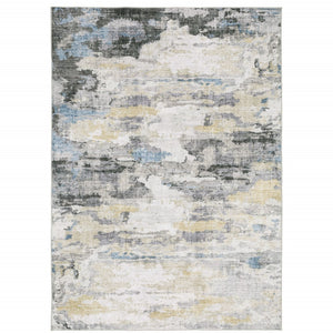 HomeRoots 4' Gray and Ivory Abstract Area Rug - Stain Resistant, Non-Skid, Modern Design for Every Home 5' X 7' 510628