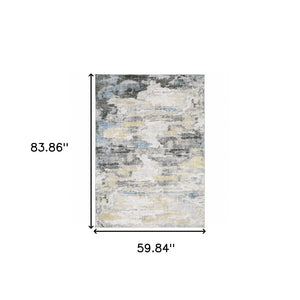 HomeRoots 4' Gray and Ivory Abstract Area Rug - Stain Resistant, Non-Skid, Modern Design for Every Home 5' X 7' 510628