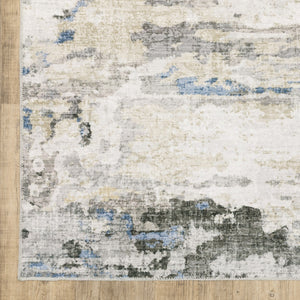 HomeRoots 4' Gray and Ivory Abstract Area Rug - Stain Resistant, Non-Skid, Modern Design for Every Home 5' X 7' 510628