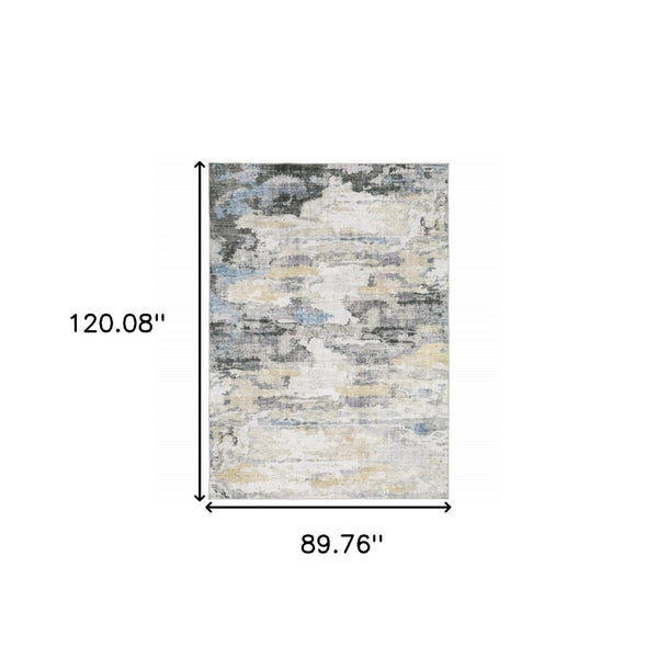 HomeRoots 4' Gray and Ivory Abstract Area Rug - Stain Resistant, Non-Skid, Modern Design for Every Home 7' X 10' 510629