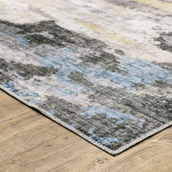 HomeRoots 4' Gray and Ivory Abstract Area Rug - Stain Resistant, Non-Skid, Modern Design for Every Home 7' X 10' 510629