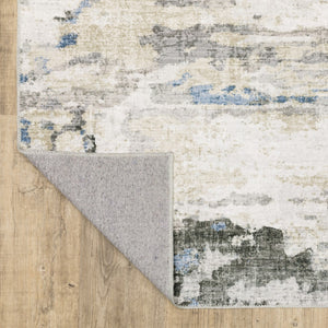 HomeRoots 4' Gray and Ivory Abstract Area Rug - Stain Resistant, Non-Skid, Modern Design for Every Home 7' X 10' 510629