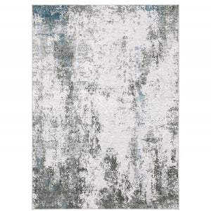 HomeRoots 4' Silver and Gray Abstract Area Rug - Non-Skid, Modern Design for Home, Kids, and Pets 4' X 6' 510632