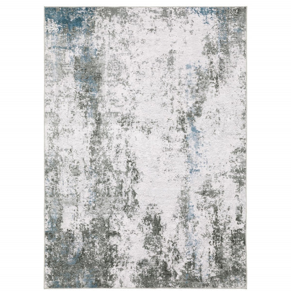 HomeRoots 4' Silver and Gray Abstract Area Rug - Non-Skid, Modern Design for Home, Kids, and Pets 4' X 6' 510632