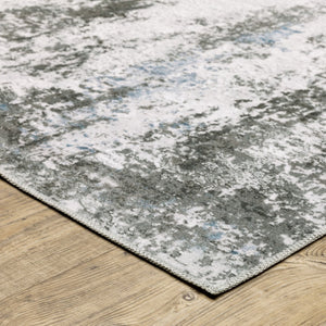 HomeRoots 4' Silver and Gray Abstract Area Rug - Non-Skid, Modern Design for Home, Kids, and Pets 5' X 7' 510633