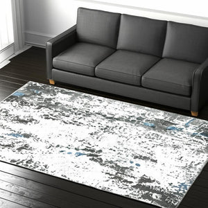 HomeRoots 4' Silver and Gray Abstract Area Rug - Non-Skid, Modern Design for Home, Kids, and Pets 5' X 7' 510633