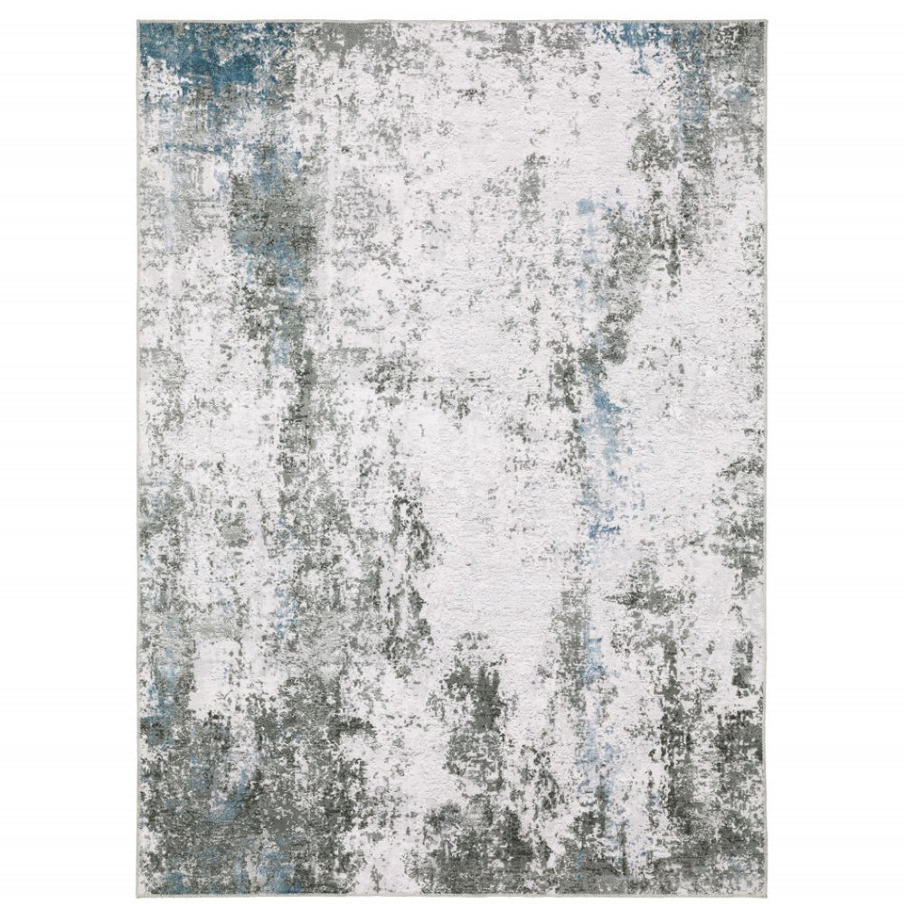 HomeRoots 4' Silver and Gray Abstract Area Rug - Non-Skid, Modern Design for Home, Kids, and Pets 8' X 10' 510634