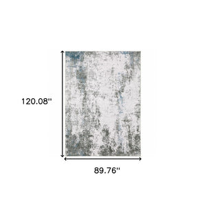 HomeRoots 4' Silver and Gray Abstract Area Rug - Non-Skid, Modern Design for Home, Kids, and Pets 8' X 10' 510634