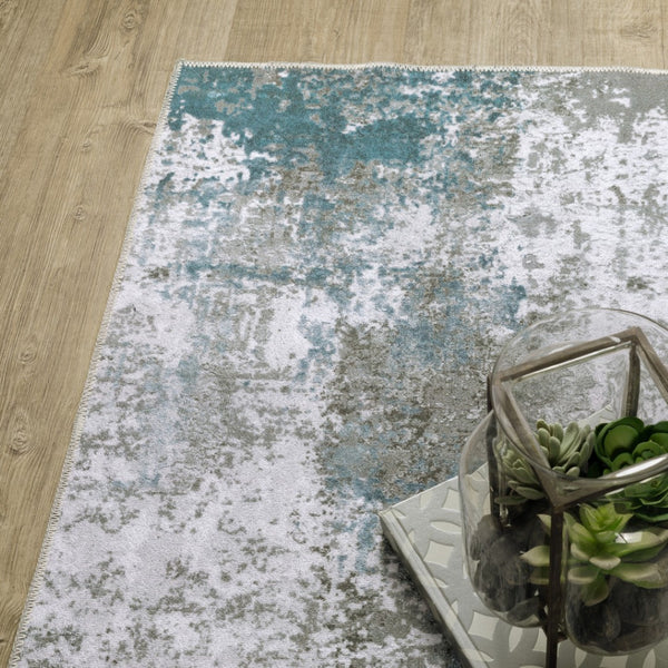 HomeRoots 4' Silver and Gray Abstract Area Rug - Non-Skid, Modern Design for Home, Kids, and Pets 8' X 10' 510634