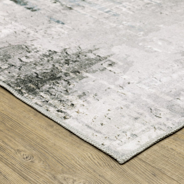 HomeRoots 4' Modern Silver and Gray Abstract Non-Skid Area Rug - Stylish, Durable, and Easy to Maintain for Homes 4' X 6' 510637