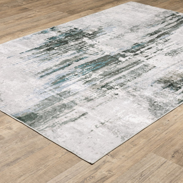 HomeRoots 4' Modern Silver and Gray Abstract Non-Skid Area Rug - Stylish, Durable, and Easy to Maintain for Homes 4' X 6' 510637