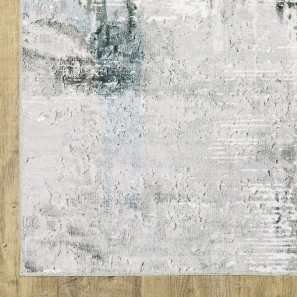 HomeRoots 4' Modern Silver and Gray Abstract Non-Skid Area Rug - Stylish, Durable, and Easy to Maintain for Homes 4' X 6' 510637