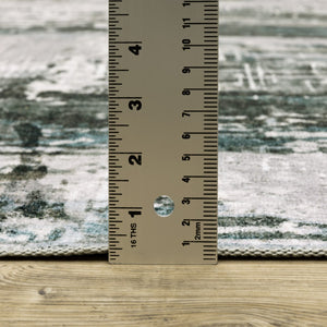 HomeRoots 4' Modern Silver and Gray Abstract Non-Skid Area Rug - Stylish, Durable, and Easy to Maintain for Homes 4' X 6' 510637