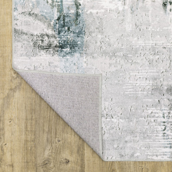 HomeRoots 4' Modern Silver and Gray Abstract Non-Skid Area Rug - Stylish, Durable, and Easy to Maintain for Homes 8' X 10' 510639