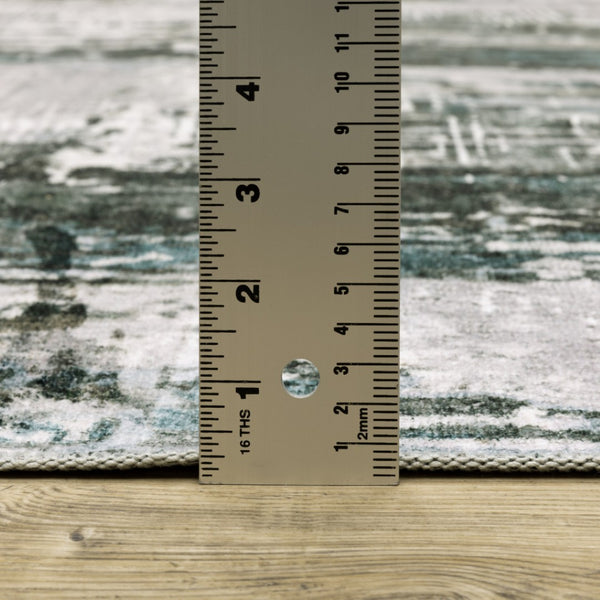 HomeRoots 4' Modern Silver and Gray Abstract Non-Skid Area Rug - Stylish, Durable, and Easy to Maintain for Homes 8' X 10' 510639