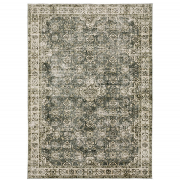 HomeRoots 4' Elegant Oriental Area Rug in Green, Brown, Beige, Yellow & Olive – Stain Resistant & Non-Skid 4' X 6' 510652