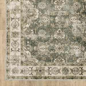 HomeRoots 4' Elegant Oriental Area Rug in Green, Brown, Beige, Yellow & Olive – Stain Resistant & Non-Skid 4' X 6' 510652