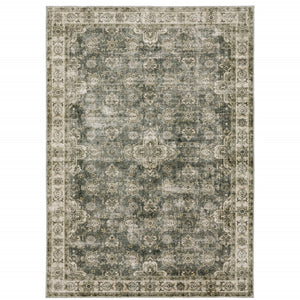 HomeRoots 4' Elegant Oriental Area Rug in Green, Brown, Beige, Yellow & Olive – Stain Resistant & Non-Skid 8' X 10' 510654